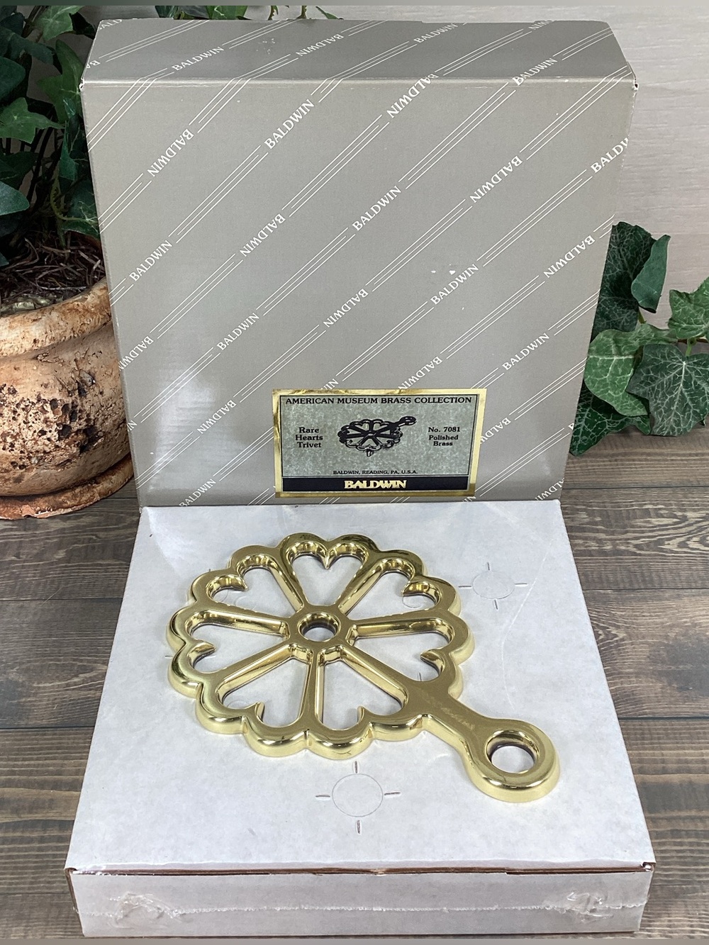Baldwin Brass Rare Hearts Trivet #7081 New In Box American Museum Collection